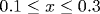 0.1\leq x\leq 0.3