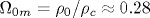 \Omega_{0m}=\rho_0/\rho_c\approx 0.28